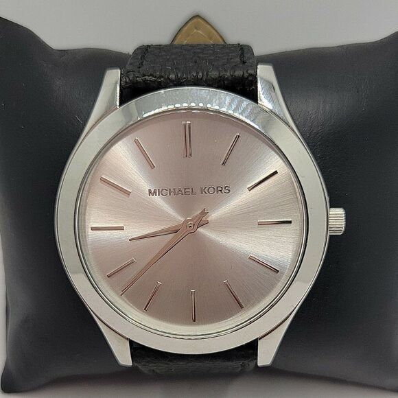 Michael Kors Runway MK3178 Women's Black Leather Analog Dial Quartz Watch AM523 - Picture 1 of 11